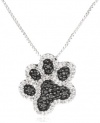 Sterling Silver Black and White Diamond Dog Paw Pendant Necklace (1/10 cttw, I-J Color, I3 Clarity), 18