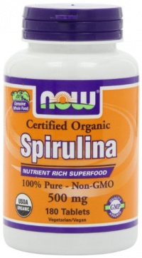 NOW Foods Organic Spirulina 500mg  Tablets, 180 Tablets