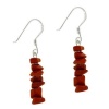 Sterling Silver .925 Genuine Red Jasper Stone Chip Dangle Earrings