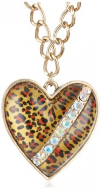 Betsey Johnson Lovely Leopard Heart Pendant Necklace, 21