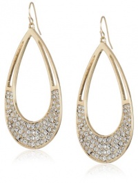 Jessica Simpson Gold Tone Pave Tear Drop Hoop Earrings