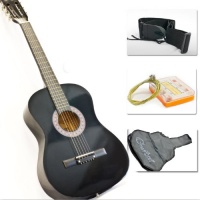 38 Black Acoustic Guitar Starter Package (Guitar, Gig Bag, Strap, Pick)