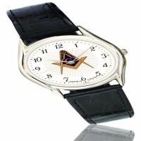 Men's Caravelle BY Bulova Leather Strap Watch From Masonic