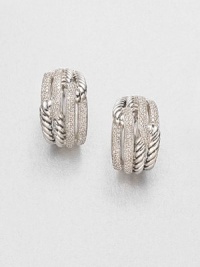 From the Labyrinth Collection. An intriguing looped design in sleek sterling silver accented with sparkling diamonds. Diamonds, .88 tcwSterling silverPost backImported 