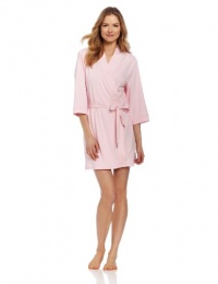 Seven Apparel 00133 Hotel Spa Collection Kimono Knit Cotton Robe, Light Pink