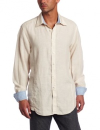 Report Collection Men's Linen Button-Front Shirt