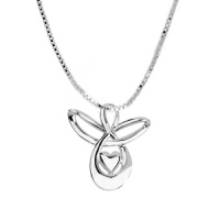 Sterling Silver Angel with Heart Pendant Necklace, 18