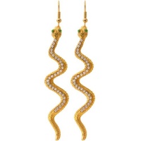 100% Nickel Free Snake Earrings Studded with Swarovski Stones, Made in USA!, in Gold with Matte Finish