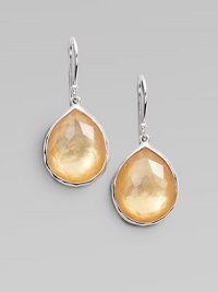 From the Wonderland Collection. A graceful, faceted teardrop-shaped doublet, the color of golden honey, combines color-backed mother-of-pearl layered with clear quartz in an elegantly simple sterling silver setting.Mother-of-pearl and clear quartzSterling silverLength, about 1¼Ear wireImported