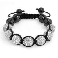 Bling Jewelry Unisex Crystal Bracelet Shamballa Inspired 12mm Hematite