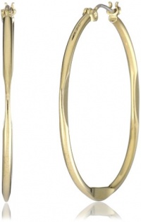 Nine West Hoopla Gold-Tone Wavy Medium Textured Click-It Hoop Earrings