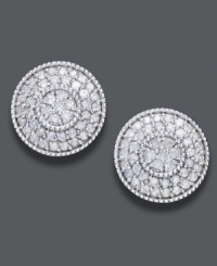 Well-rounded. Traditional button earrings are essential for every woman's jewelry collection, but this circular diamond (1/2 ct. t.w.) cluster version will add some serious glamour to your style. Crafted in 14k white gold, they'll look equally elegant for day or evening. Approximate diameter: 1/4 inches.