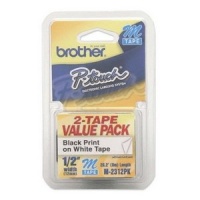 Brother P-Touch M2312PK - M Series Tape Cartridges for P-Touch Labelers, 1/2w, Black on White, 2/Pack