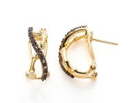 Carlo Viani® Smokey Quartz Bamboo Earrings in 14k Yellow Gold Plated Silver