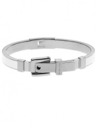 MICHAEL Michael Kors Silver Tone White Epoxy Buckle Bangle Bracelet