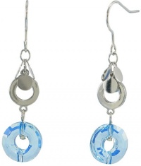 Circle Drop Swarovski Crystal Earrings (Blue)