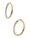 Michael Kors Gold Pave Crystal Medium Hoop Earrings MKJ2082