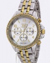 KARMAS CANVAS COLLECTION CRYSTAL BEZEL CHRONO STYLE FASHION WATCH (Rhodium/Gold)