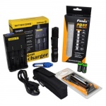 Fenix PD35 850 Lumen CREE XM-L2 U2 LED Tactical Flashlight with Genuine Fenix ARB-L2 18650 2600mAh Li-ion rechargeable battery, Nitecore i2 intelligent Charger and 2 X EdisonBright CR123A Lithium batteries package