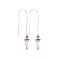 925 Sterling Silver ROSE CHANDELIER ELEGANCE Threader Earrings