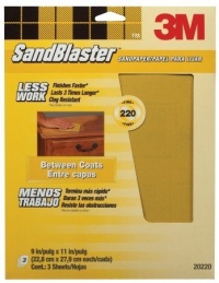 3M SandBlaster Between Coats Sandpaper, 220-Grit, 9-Inch by 11-Inch