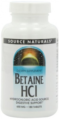 Source Naturals Betaine HCl, 650mg, 180 Tablets (Pack of 2)