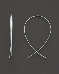 A gracefully-arching upside hoop earring in 14 Kt. white gold.