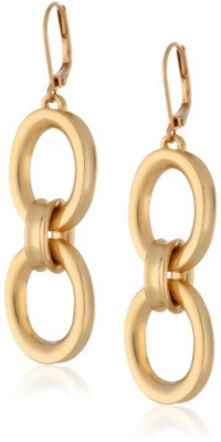 T Tahari Essentials Gold Double Oval Link Drop Earrings