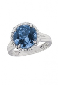 Effy Jewlery 14K White Gold Blue Topaz & Diamond Ring, 3.14 TCW Ring size 7