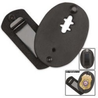 Badge Holder - Clip-On Swivel Snap Leather, Black, by Rothco