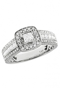 Effy Jewlery 14K White Gold Diamond Engagement Ring, .95 TCW Ring size 7