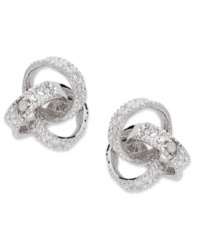 Wrap up your look with a petite layer of love. These chic knots by Victoria Townsend feature an overlapping design covered in round-cut diamond accents. Crafted in sterling silver. Approximate diameter: 3/8 inch.