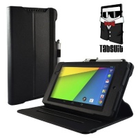 TabSuit(TM) Folio Cover Case with Multi-angle Stand for New Google Nexus 7 FHD II 2nd Gen 2013 Android 4.3 Tablet By Asus Black