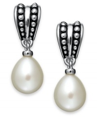 Simply stunning. Honora's drop earrings from its Pallini collection dazzle with cultured freshwater pearls (11-1/2-12 mm). Set in sterling silver. Approximate drop: 3/4 inch.