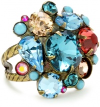 Sorrelli Tropical Swarovski Bold Crystal Cluster Adjustable Gold-Tone Ring