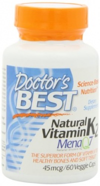 Doctor's Best Natural Vitamin K2 MenaQ7 Vegetable Capsules, 60-Count