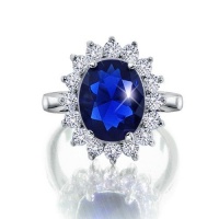 Bling Jewelry Kate Middleton Diana Royal Engagement Ring Cubic Zirconia Sapphire Color Silver Plated with Crystal Gift Box