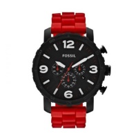 Fossil Men's JR1422 Nate Chronograph Red Silicone Watch