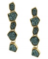 Solid as a rock. BCBGeneration's dynamic drop earrings feature chunky green drusy chips in a fun, linear setting. Crafted in gold tone mixed metal. Approximate drop: 2 inches.