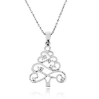 White Sapphire Christmas Tree Necklace in Sterling Silver