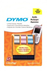 DYMO Letra Tag Label, Metallic Pink, Blue and Silver, 1/2-Inch