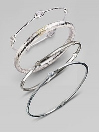 A slender sterling silver bangle accented with five radiant diamonds. Diamonds, 0.15 tcw Sterling silver Diameter, about 2½ Imported Please note: Bracelets sold separately.