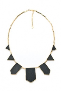 House of Harlow 1960 - Black Leather Five Station Necklace