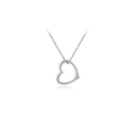 Designer Open Floating Heart Sleek Sterling Silver Pendant