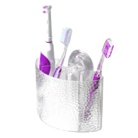 InterDesign Rain Power Lock Suction Toothbrush Center, Clear