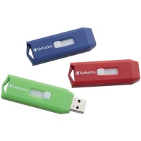 Verbatim Store 'n' Go 4 GB USB 2.0 Flash Drive, 3 Pack 97002 (Red, Blue and Green) 4 GB