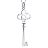 Bling Jewelry 925 Sterling Silver Crown Key Pendant Necklace 18in