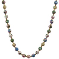 Gold Plated Sterling Silver Light White, Blue, Yellow and Green Cloisonne Necklace, 18