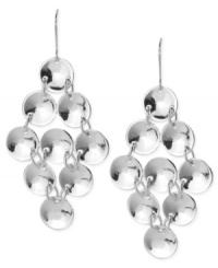 Enchanting elegance. This pair of chandelier earrings from Robert Lee Morris is crafted from silver-tone mixed metal with descending concave metal discs for post-modern appeal. Approximate drop: 2-1/2 inches.