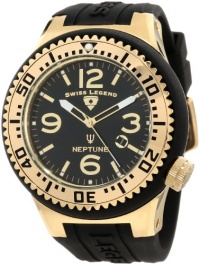 Swiss Legend Men's 21818P-YG-01 Neptune Black Dial Black Silicone Watch